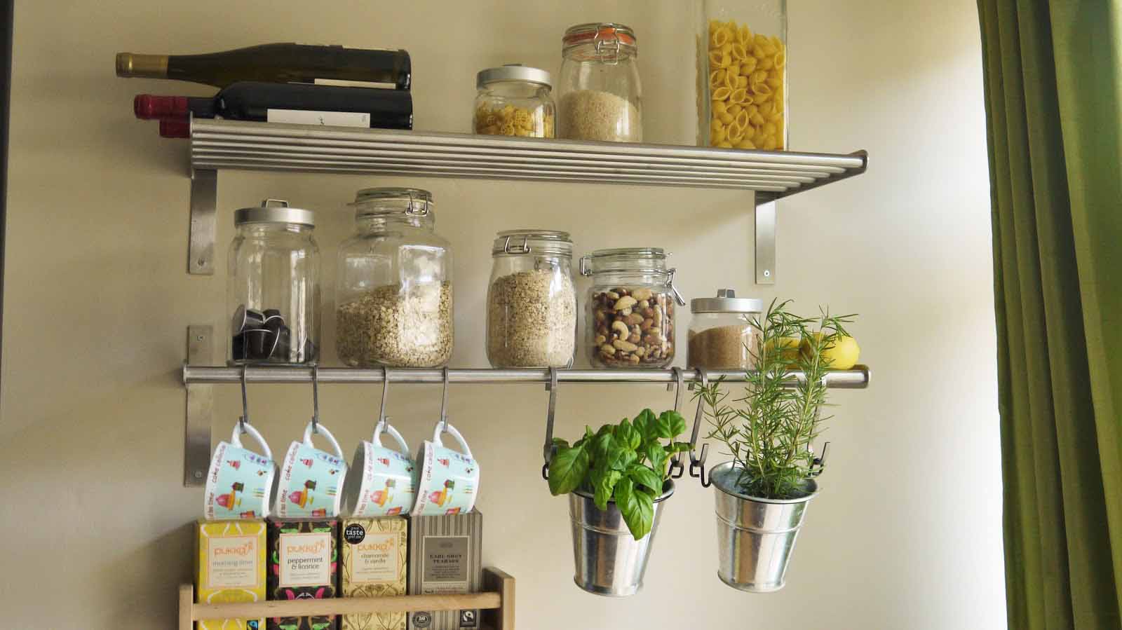 metal wall shelving for kitchen
